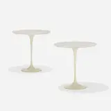 occasional tables model 163M, pair by Eero Saarinen, 1957, marble, enameled metal, sold Feb 2017