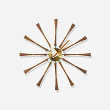 Spool wall clock, model 2239 by George Nelson & Associates, 1957, walnut, brass, birch, enameled aluminum, sold Feb 2017