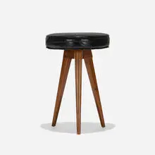 Vladimir Kagan, stool, c. 1950, walnut, leather