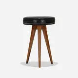 stool by Vladimir Kagan, c. 1950, walnut, leather, sold Feb 2017