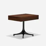 rare Pedestal occasional table, model 5655 by George Nelson & Associates, 1956, rosewood, enameled aluminum, sold Feb 2017