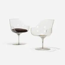 Erwine & Estelle Laverne, Champagne chairs, pair, 1962, Plexiglas, aluminum, upholstery