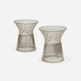 Warren Platner, occasional tables, pair, 1966, chrome-plated steel, glass
