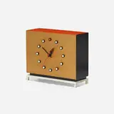 table clock, model 4761 by George Nelson & Associates, c. 1952, birch, lacquered wood, enameled steel, sold Feb 2017