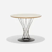 dining table, model 311 by Isamu Noguchi, laminate over plywood, chrome-plated steel, enameled steel, sold Feb 2017