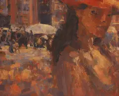 Michael Randall, Untitled, Michael Randall (1947-2000) 'Red Hat' oil on board