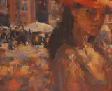 Michael Randall, Untitled, Michael Randall (1947-2000) 'Red Hat' oil on board