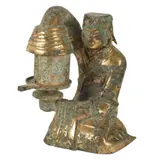 A Chinese Gilt, Untitled, bronze figural lantern