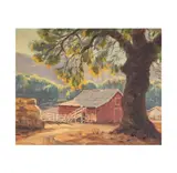 Darwin William Duncan, Red Barn in Landscape, oil on canvas