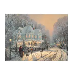 Thomas Kinkade, A Holiday Gathering, embellished giclee print on canvas