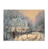 Thomas Kinkade, A Holiday Gathering, embellished giclee print on canvas