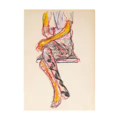 Jason Brinkerhoff, Untitled (Seated Figure), colored pencil, pastel, and graphite on paperno signature visible
