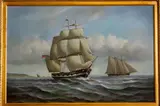 Jean Laurent, Sailing Ships, oil on canvas