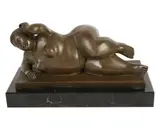 Fernando Botero, Recumbent Nude, bronze, mounted to plinth