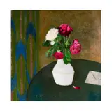 René Genis, Lettre Et Roses Lasses, oil on canvas