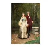 Auguste Serrure, Man and Woman in Courtyard, 1874, oil on panel