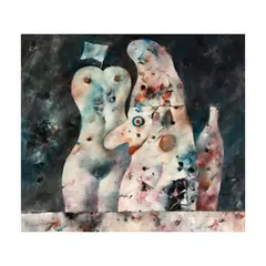 Harry Guttman, Untitled (Figural Abstract), oil on metal