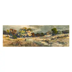 Man in River Landscape by William Hamilton Gibson, 1882, watercolor on paper, offered Jun 2025