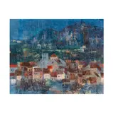 László Ney, Untitled (Town Scene), oil on canvas