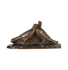 Pair of Lovebirds by Giuseppe D'aste, patinated bronze, offered Jun 2025
