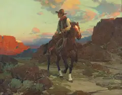 Frank Tenney Johnson, Desert Moon, 1937, oil on canvas