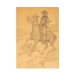 Man on Horseback by Frank Tenney Johnson, 1930, pencil on paper, offered Jun 2025