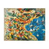 Marcel Janco, Bord Du Lac Suisse, 1970, oil on canvas laid to board