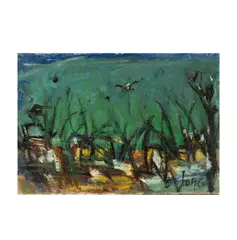 Untitled (Landscape) by Marcel Janco, oil on board, offered Jun 2025