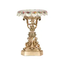 A Silvered, Untitled, bronze figural tazza