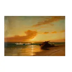 Warren Sheppard, Shipwreck On The Beach at Sunset, 1911, oil on canvas, relined