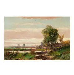 Abraham Hulk II, Figure in a Landscape with Distant Village, oil on canvas
