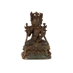 A Chinese Gilt, Untitled, bronze figure of buddha