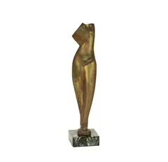 Flat Torso by Alexander Archipenko, 1914, polished bronze, mounted to marble plinthconceived in, offered May 2025