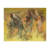 M. Sivanesan, Figures with Monkey, 1982, oil on canvas