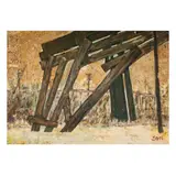 Jon Serl, River Pilings, oil on board