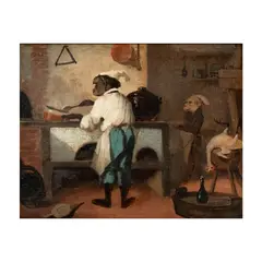 Alexandre-Gabriel Decamps, Monkey Chefs, oil on wood panelframed with carved giltwood
