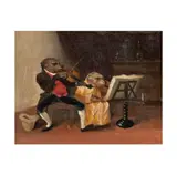 Alexandre-Gabriel Decamps, Monkey Musicians, oil on wood panelframed with carved giltwood