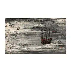 Poucette, Ships At Sea, oil on canvas