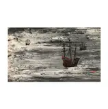 Poucette, Ships At Sea, oil on canvas