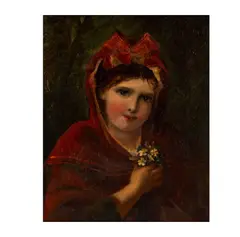 John Everett Millais, Portrait of a Girl with Flowers, oil on canvas