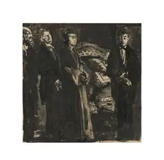 Grigory Gluckmann, The Gathering, ink on paper