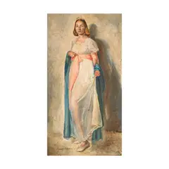 George Chann, Woman in a White Dress, oil on canvas