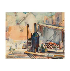 Donna N. Schuster, Construction, Los Angeles, watercolor on paper