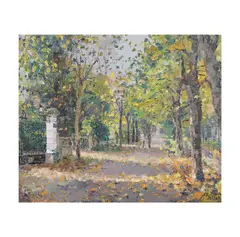 Pierre Bittar, Figures Strolling in a Park, oil on canvas