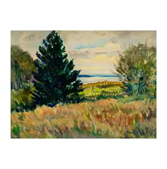 Elmer Hader, View through the Trees, 1947, oil on board