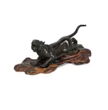 A Japanese, Untitled, bronze figure of a crouching tiger