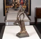 Giuseppe Bessi, Giuseppe Bessi (Volterra, 1857 - 1922): Danseusebronze on a, marble base, the lower edge of bronze base