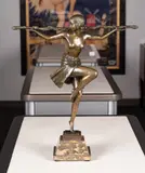 : Dancing Nude Figuresigned to the back of by Pierre le Faguays, bronze base, mounted on a marble plinthTotal:, offered Mar 2025