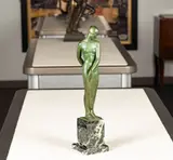 : Maidenpatinated by Pierre le Faguays, bronze, top of base, offered Mar 2025