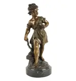 Auguste Moreau, : Petit Fille, bronze fixed to marble base